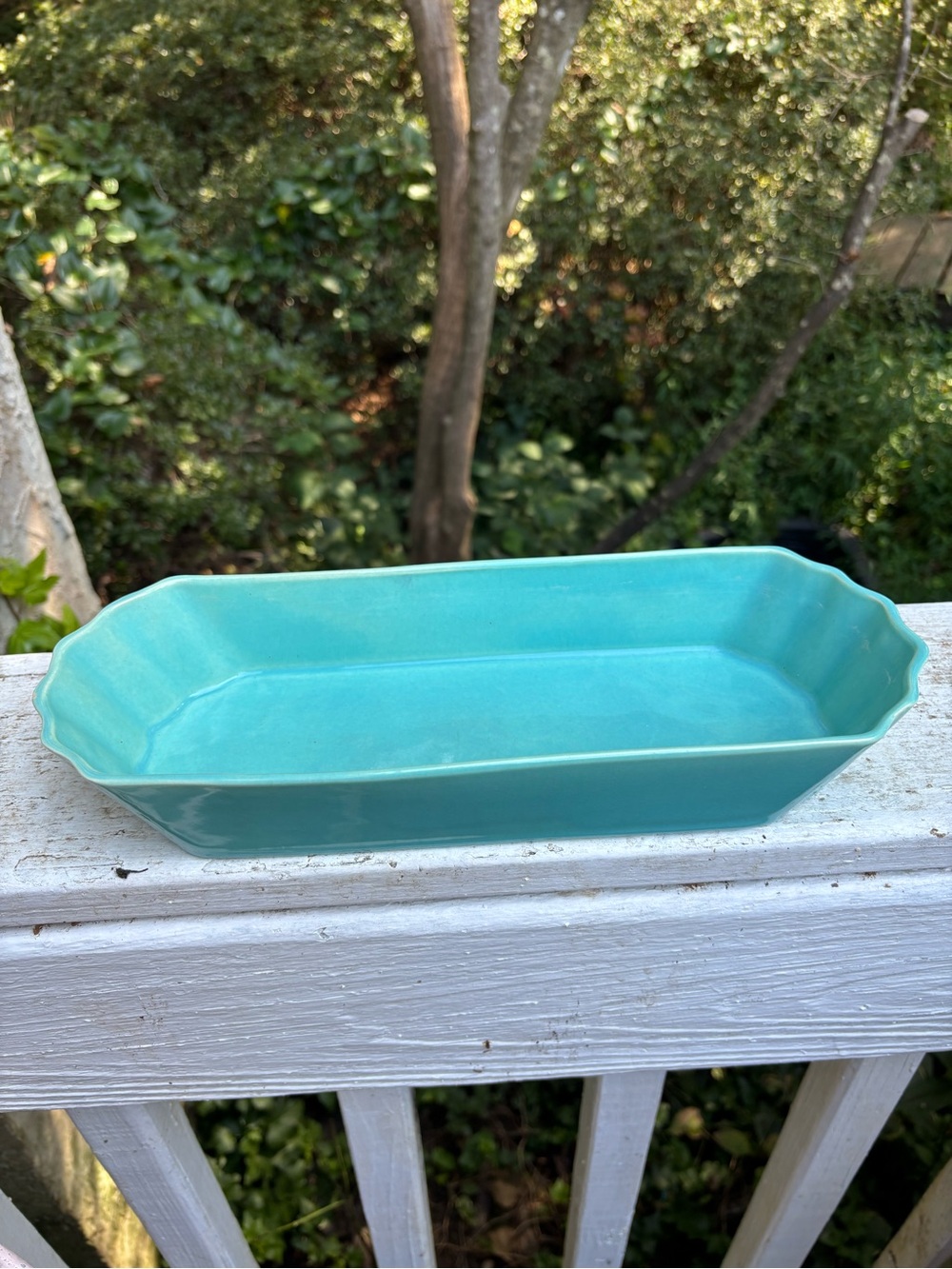 Vintage Bauer Blue Green Ceramic Serving Tray Celery Dish Succulent Planter